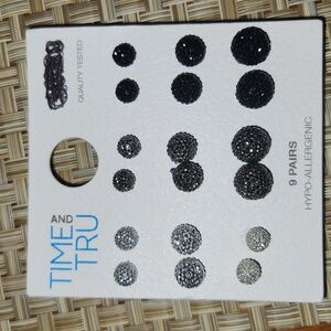 Time and True 9 pairs of Hypoallergenic earrings posts